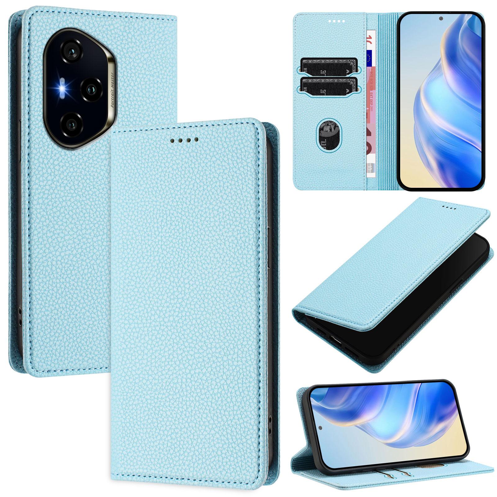 

Для Honor 400 Чохол-гаманець з RFID-захистом, шкіряний мобільний чохол з лічі-текстурою Baby Blue