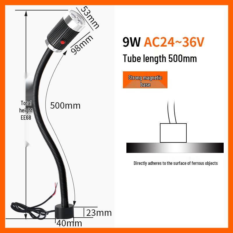 Luci da lavoro a LED magnetiche per macchine CNC e fresatrici, 220V/24V, design con tubo flessibile a collo di cigno