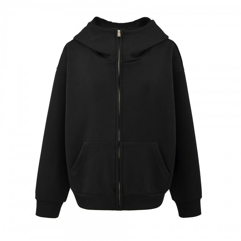 Womens Oversized Hooded Zip Sweatshirt High Weight Casual Streetwear Fall 2025