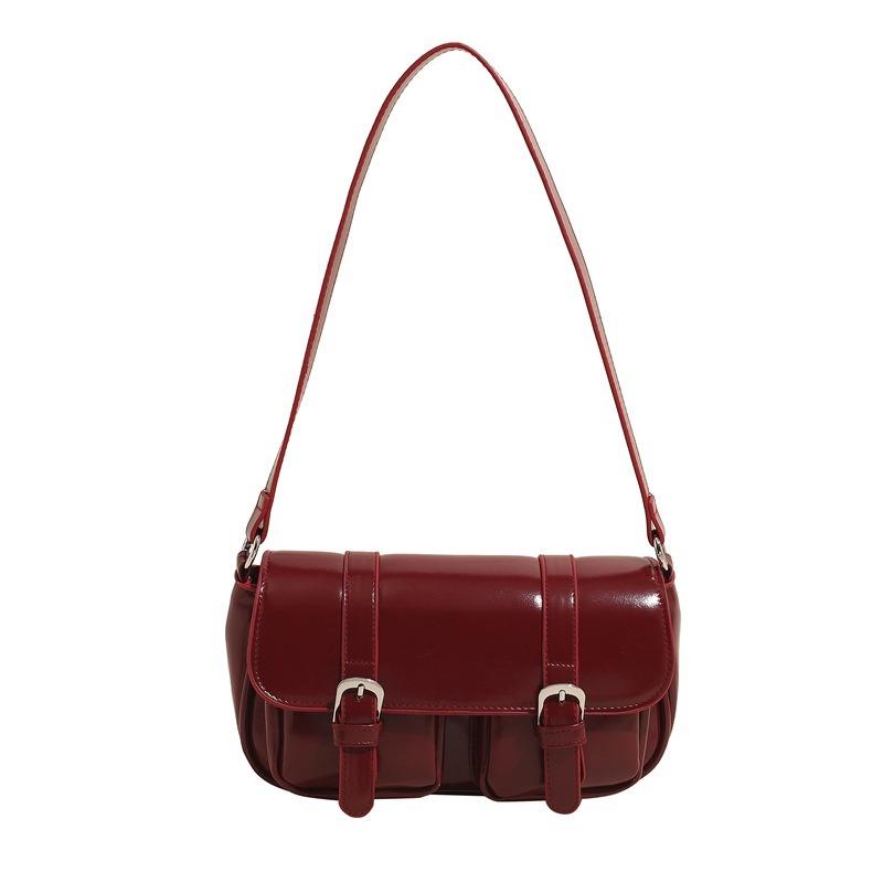 Retro simple mailman bag hand carry small square bag new trendy high-end fashion baguette bag single shoulder messenger bag