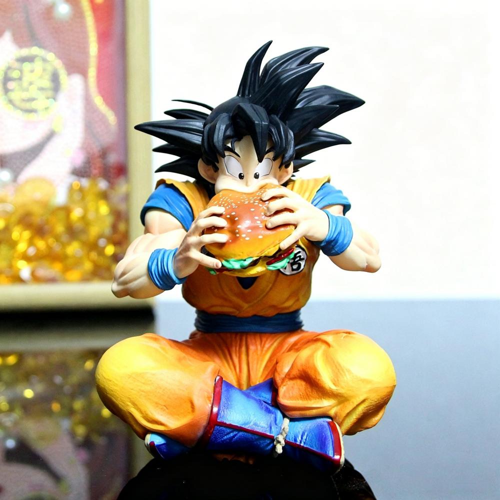Anime Dragon Ball Son Goku Figure Goku Eat Hamburger 14cm/5.51inch Pvc Action Figures Collection Model Toys Gifts