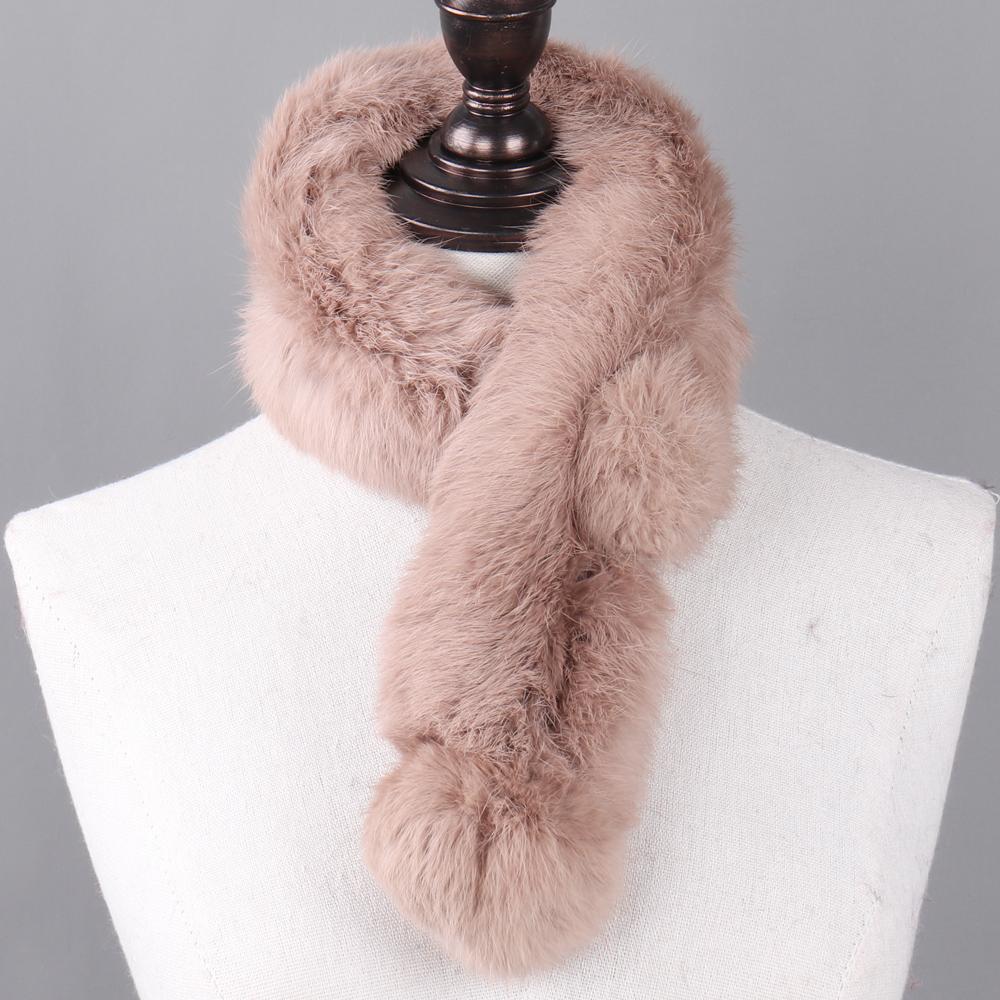 Hot Sale Women Winter Real Rabbit Fur Scarf Lady Warm Rabbit Fur Scarves Knit Natural Real Rabbit Fur Ring Casual Muffler