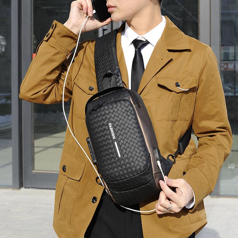 New fashion men's breast bag, casual sports versatile shoulder messenger women's bag, wear-resistant and anti-theft men's bag