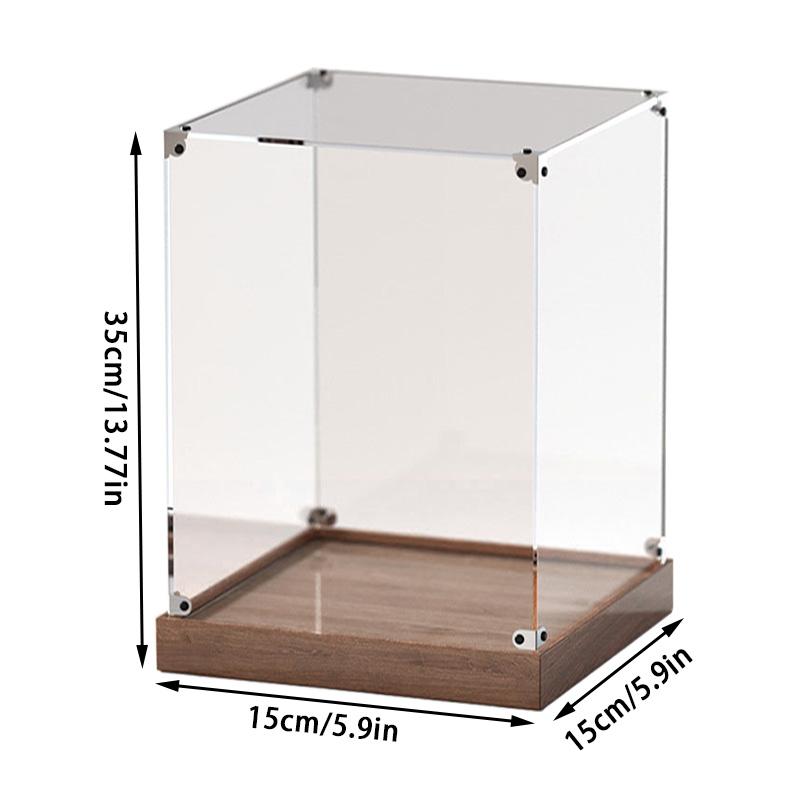 Wooden Bottom Storage Box Window Acrylic Toy Gundam Building Block Box Glue-Free Dust Cover