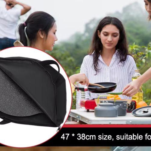 Camping Frying Pan Bag with Handle Wear-Resistant Skillet Bag Waterproof Camping Cookware Organizer Outdoor BBQ Tool for Kitchen