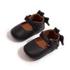 New Baby Girl Leather Bowknot Princess Shoes with Non-Slip Rubber Sole