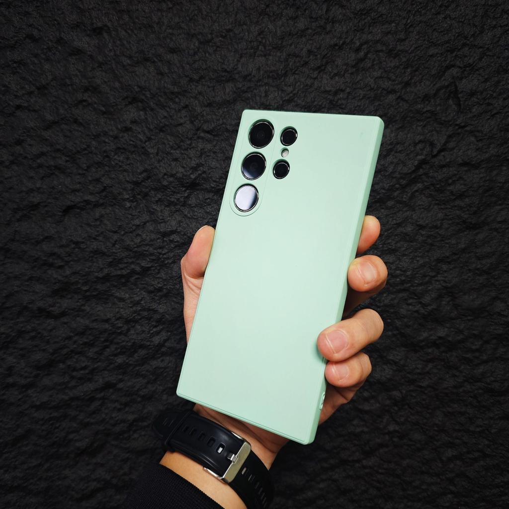 Samsung S24ultra Built In Velvet Cell Phone Case S23PLUS Imitation Liquid Silicone Cube Straight Edge Soft Shell