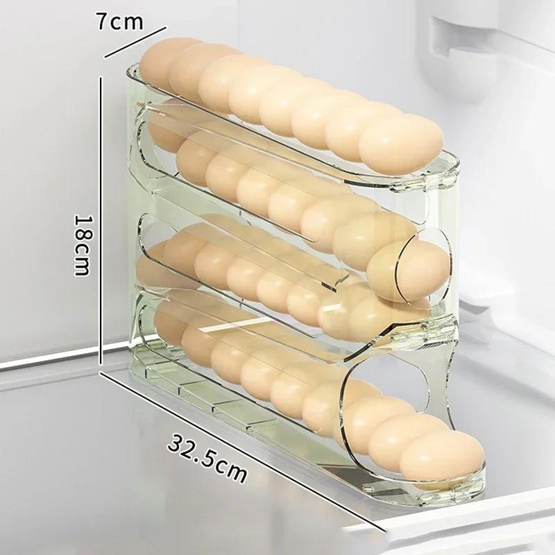 4-слойный прозрачный ящик для хранения яиц лестница ящик для хранения яиц боковая дверь холодильника большая емкость автоматический ролик для яиц 1360₽