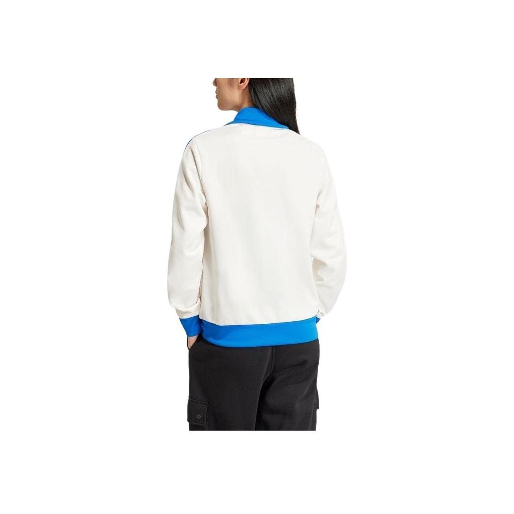 Adidas Originals Striped Logo Print Zip-Up Collar Long Sleeve Jacket Women Jacket White IR6092
