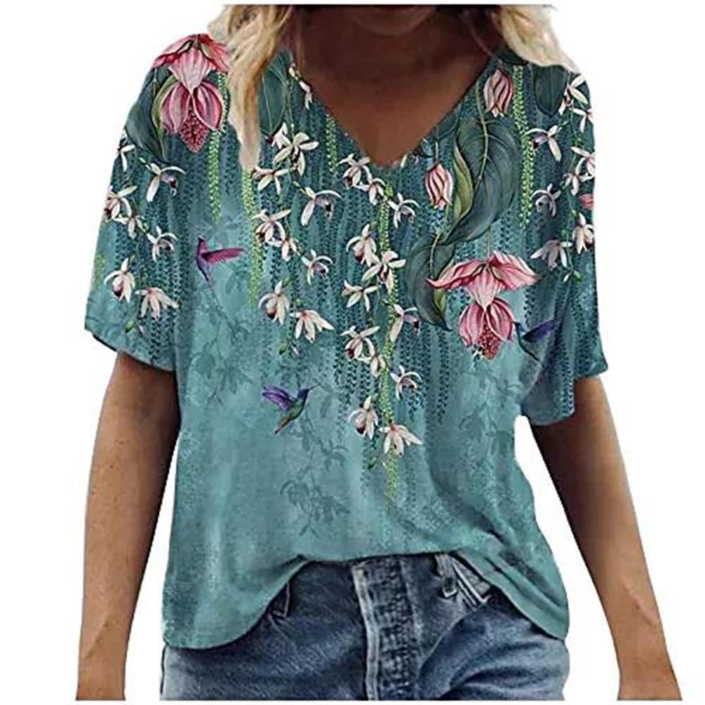 Women's T-Shirt Summer V-Neck T Shirt for Women Daily Fashion Short Sleeve Casual T-Shirt 3d Print Female Clothes