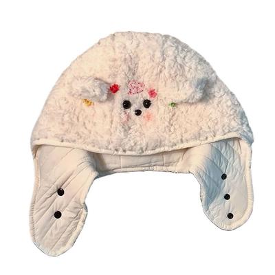 Fashion Plush Winter Integrated Cap Scarf Warm Thickened Ear Protection Hat Windproof Casual Beanie Hat Scarf for Women