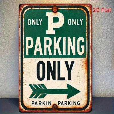 Dokunar Vintage Metall Nur Parken Schild Rustikal Grün Weiß Pfeil Garage Plakette Retro 2D Flach 12x8 Zoll für Zuhause Geschäft