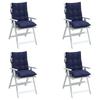 Low Back Chair Cushions 4 Pcs Navy Blue Oxford Fabric