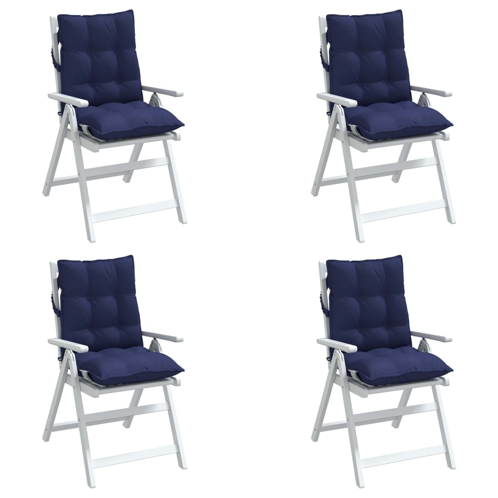 Low Back Chair Cushions 4 Pcs Navy Blue Oxford Fabric