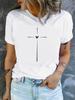 Heart & Happy Slogan Print T-shirt Cute Short Sleeve Crew Neck Casual Top Women's Clothing Valentine's Day  for Summer & Spring