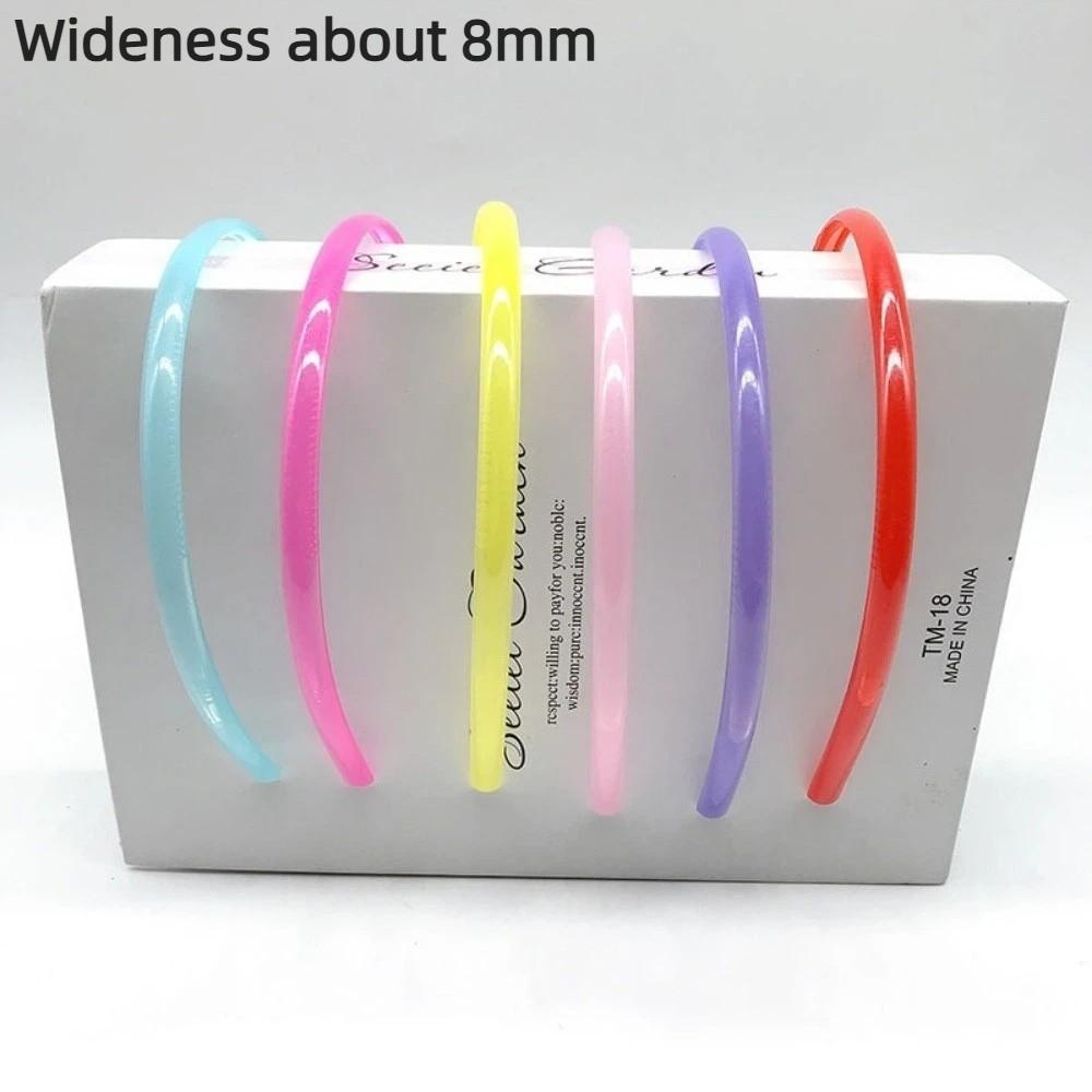 10pcs Toothed Jelly Hair Hoop Hair Band Candy Color 8mm Thin Plastic Toothed Headband Hair Clip Non Slip Washing Face Headdress
