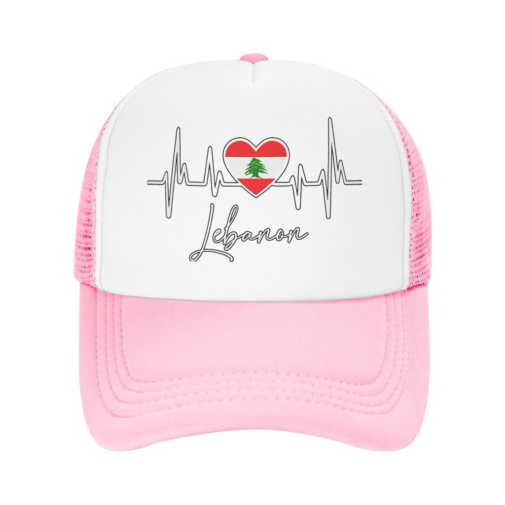 My Heart Beats For Lebanon Sun Hats Classic UnisexTeens Mesh Trucker Hat Breathable Print Outdoor Sport Baseball Caps
