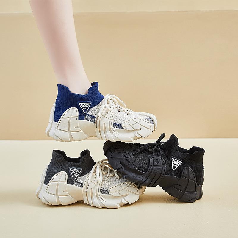 Ins Koreanisches Paar Runde Spitze Fliegen Gestrickte Gummischuhe Herbst Neue Studenten Sportschuhe Laufen Freizeit