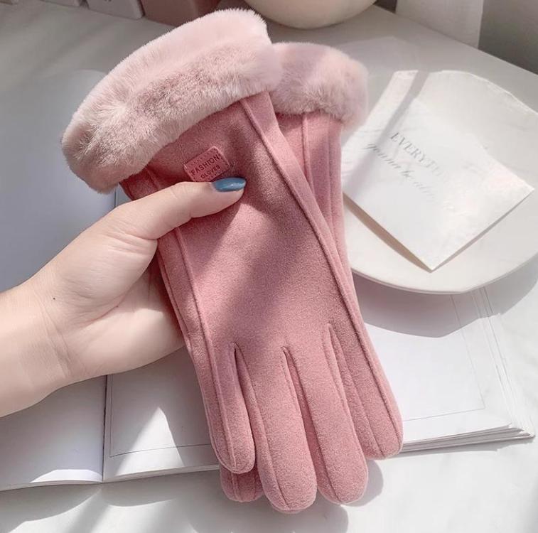 Winter Plush Gloves Thickened Warm Suede Elegant Women's Gloves Touch Screen Gloves Winter