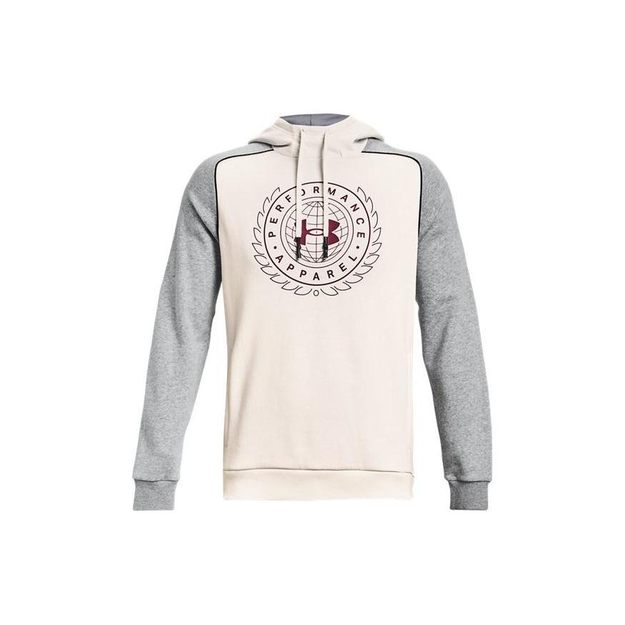Under Armour Rival Varsity Fleece Hoodie Beige Grey Men s 1373831-112 XL