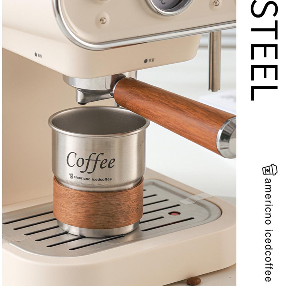 

Single Layer 304 Stainless Steel Coffee Mug Portable Beer Cup with Wooden Sleeve for Camping (BPA Free,No FDA) Steel Color