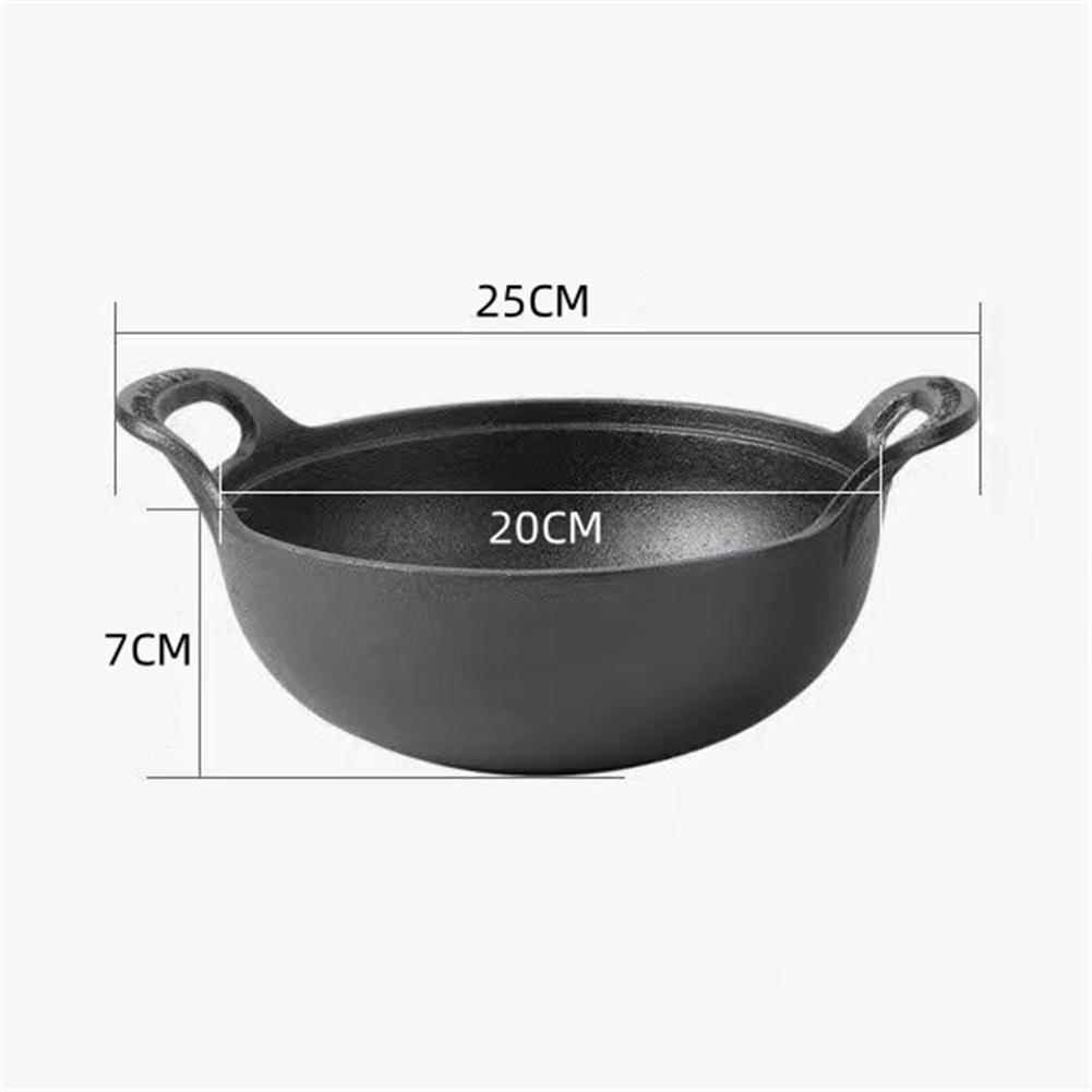 Wok in ghisa per brasatura e cottura a vapore Padella piatta antiaderente Pentola antiaderente