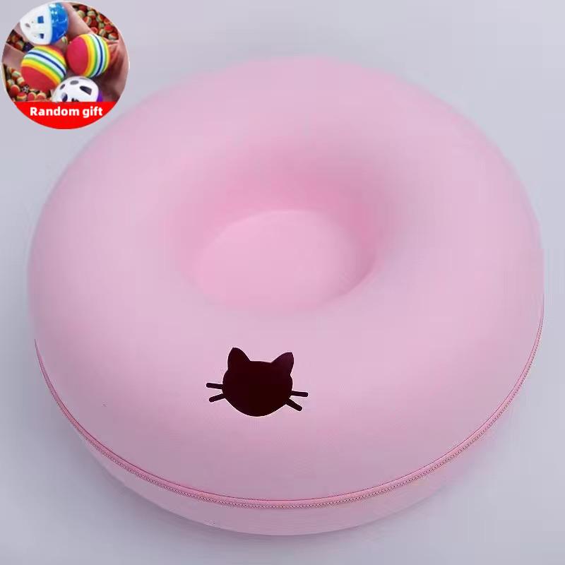 

Пончик для домашних животных из фетра, кошачье гнездо, забавная интерактивная игрушка, туннель, сращиваемая двухслойная композитная структура, универсальный дизайн с вырезом в виде головы кошки 50X20CM