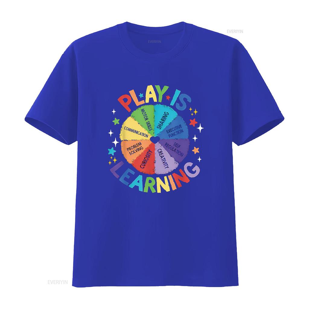 Play is Learning Teachers Preschool Kindergartner T Shirt vintage Washed homme graphic Comfortable fashion Unisex Stylish