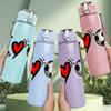 1PC I Love Soccer Ball Quote 750ml Color Plastic Sports Water Bottle Leakproof Flip Straw Lid Suitable for Sports Office Home Use
