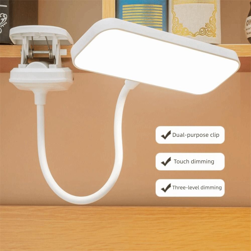 360° Rotation Flexible Study Table Lamp Touch 3 Modes USB Rechargeable USB Dimmable Night Lamp Folding Clamp Dimmable Design
