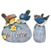 Decoração de Jardim de Pássaros Resina Animal Estatuetas de Jardim Placa de Boas-Vindas Esculturas Estátuas para Quintal Pátio Gramado