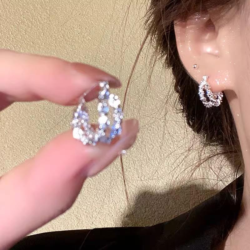 Silver Needle Pearl Zircon Earrings Women's High-end Sense Niche Temperament Cold Wind Mori Earrings Ear Jewelry