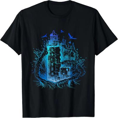 LIghthouse Seagull Beach Life Big Waves Seaside Life Sea T-Shirt