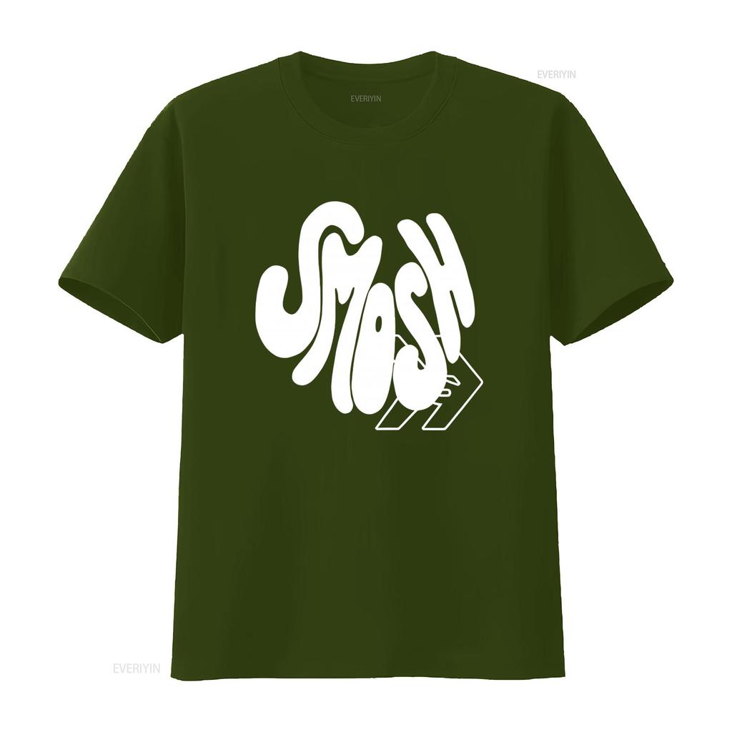 Smosh Groovy Logo Print T Shirt for Fashion Casual Vintage Washed Unisex Graphic Comfortable Top For Everyday Wear Streetwear