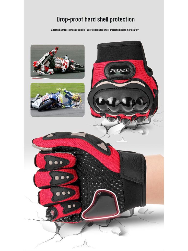 Unisex Summer Breathable Carbon Fiber Motorcycle Gloves with Touchscreen Capability