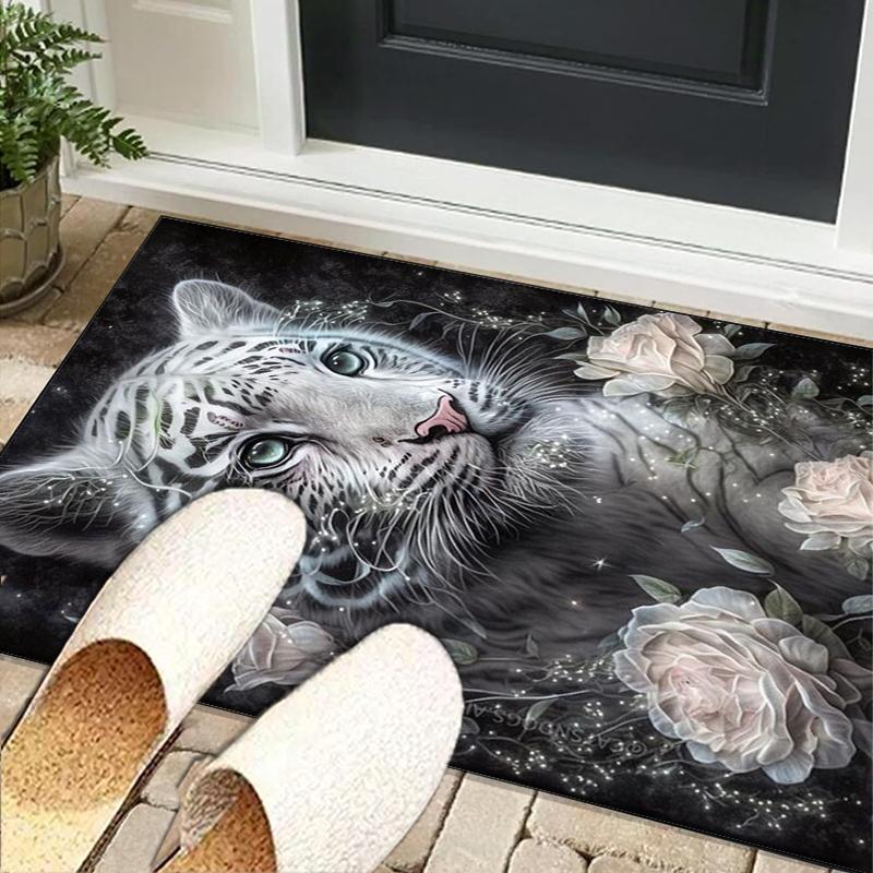 Tiger Stripes Pattern Design Office Rug Chair Mat, Entryway Carpet, Suitable for Front Door, Bedroom, Living Room, Desk, Holiday Gift