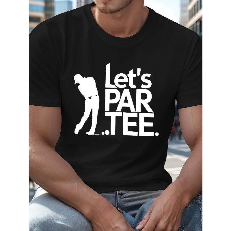 

European Size Plus Size Men s Golf-Themed T-Shirt - Casual Cotton Crew Neck with Slight Stretch - Summer Knit Fabric Short Sleeve Tee 4XL чорний