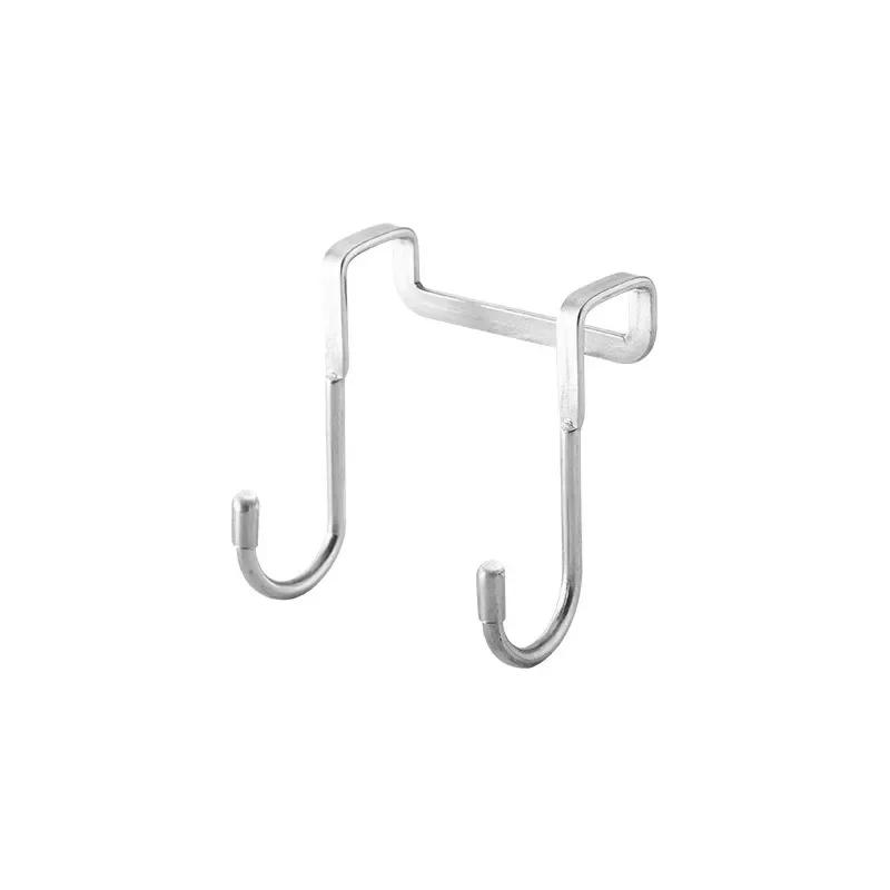 

1PC Stainless Steel Double S-hook 304 No-punch Door Back Coat Hook Kitchen Bathroom Multi-function Cabinet Door Back S Hook