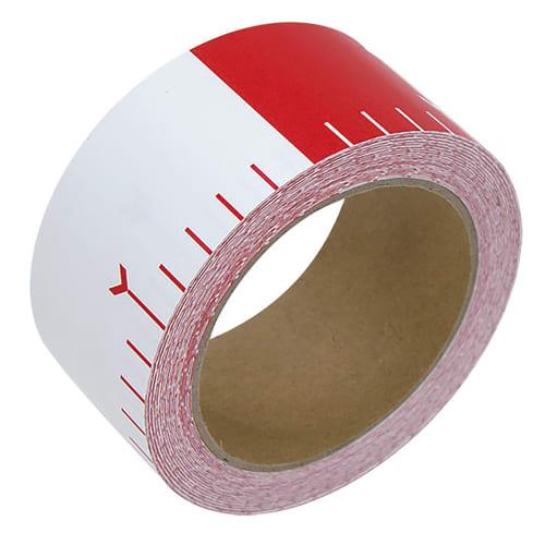 Shinwa Sokutei Adhesive Rod, Synthetic Paper, 50mm x 25m, Red and White, 20cm Spacing, 78192