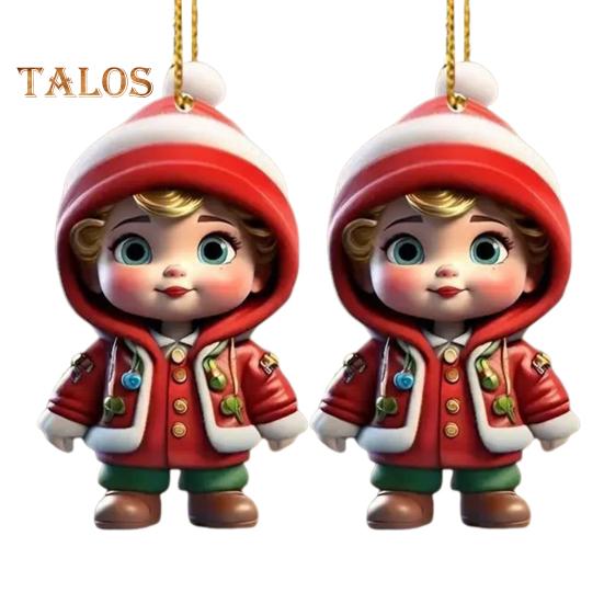 

1 пара мультяшных фигурок, подвеска, легко подвешиваемая, акриловые рождественские украшения, красочная многоразовая подвеска для праздничного домашнего декора, рождественская елка C
