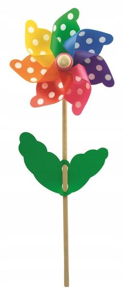 Wooden Pinwheel with Colorful Dots, 58 Cm