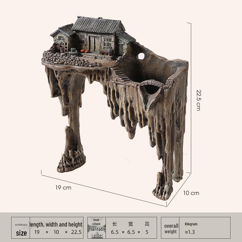 Retro Farmhouse Courtyard Miniature: Nostalgic Desktop Bonsai Decor for Living Room