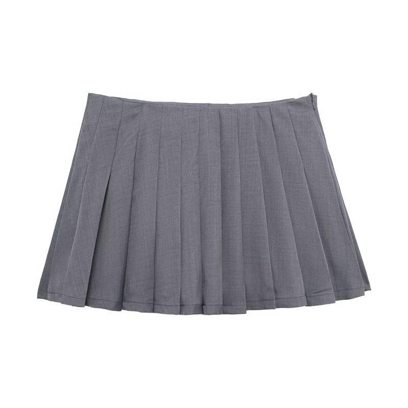 

Kaslead New Arrival Women s Clothing Fashion Style Fashion Minimalist All-Match Multicolor Casual Half-Length Pleated Skirt Grey L