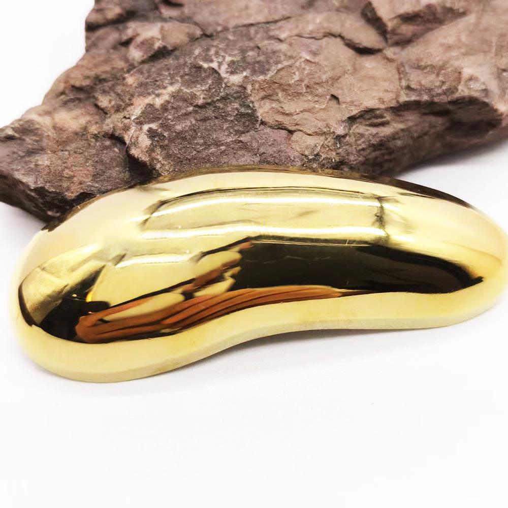 Französische Retro coole geometrische Schalspange, 18K Gold Edelstahl Spiegel, Jackenbrosche, minimalistisches Accessoire für Damen