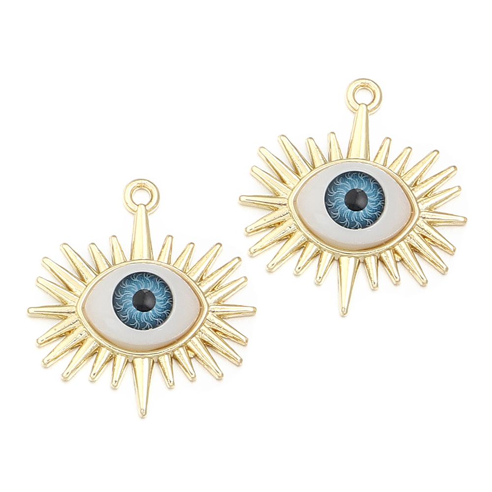 5 Stück/Los Legierung Böser Blick Anhänger Herz Stern Mond Auge Anhänger Für Schmuckherstellung DIY Halskettenanhänger Ohrringe Zubehör