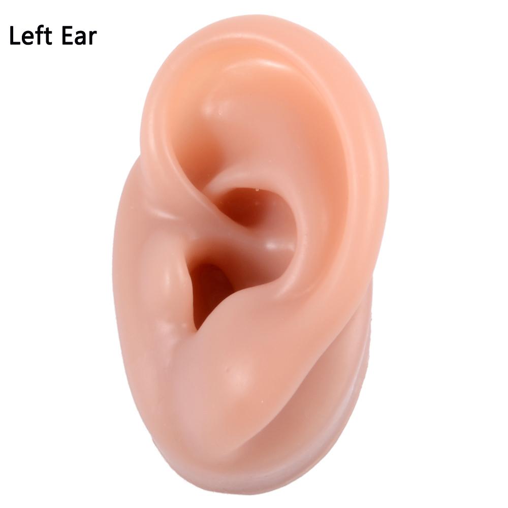 Stud Display Tool Silicone Ear Model Practice Piercing Tools 1:1 Human Ear Model for Hearing Aid 1PC Coffee Left