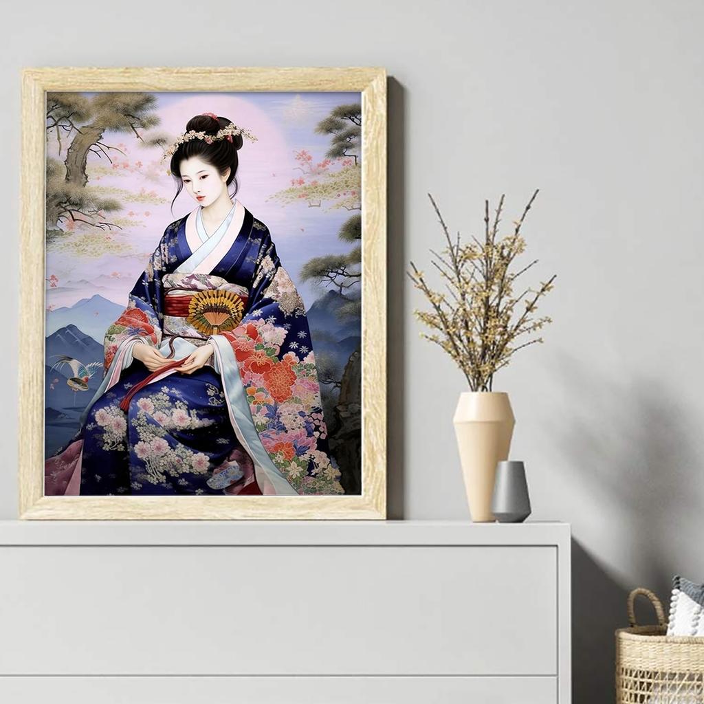 Geisha Full 11CT 3 Strands DIY Stamped Cross Stitch Kits for Adults Home Decor Cross Stitch Art and Crafts Kits 15.75x19.69in