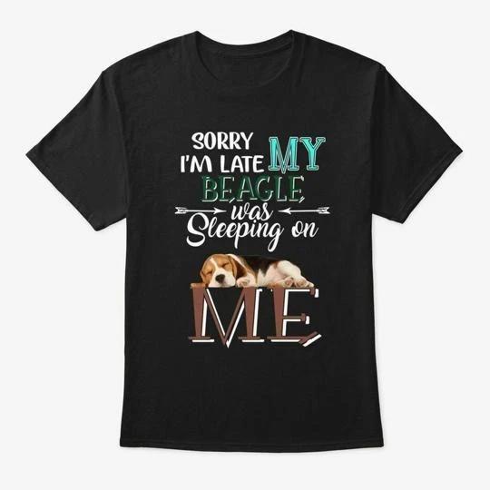 

Beagle Dog Sleeping On Me T shirt Made in the USA Size S to 5XL S
