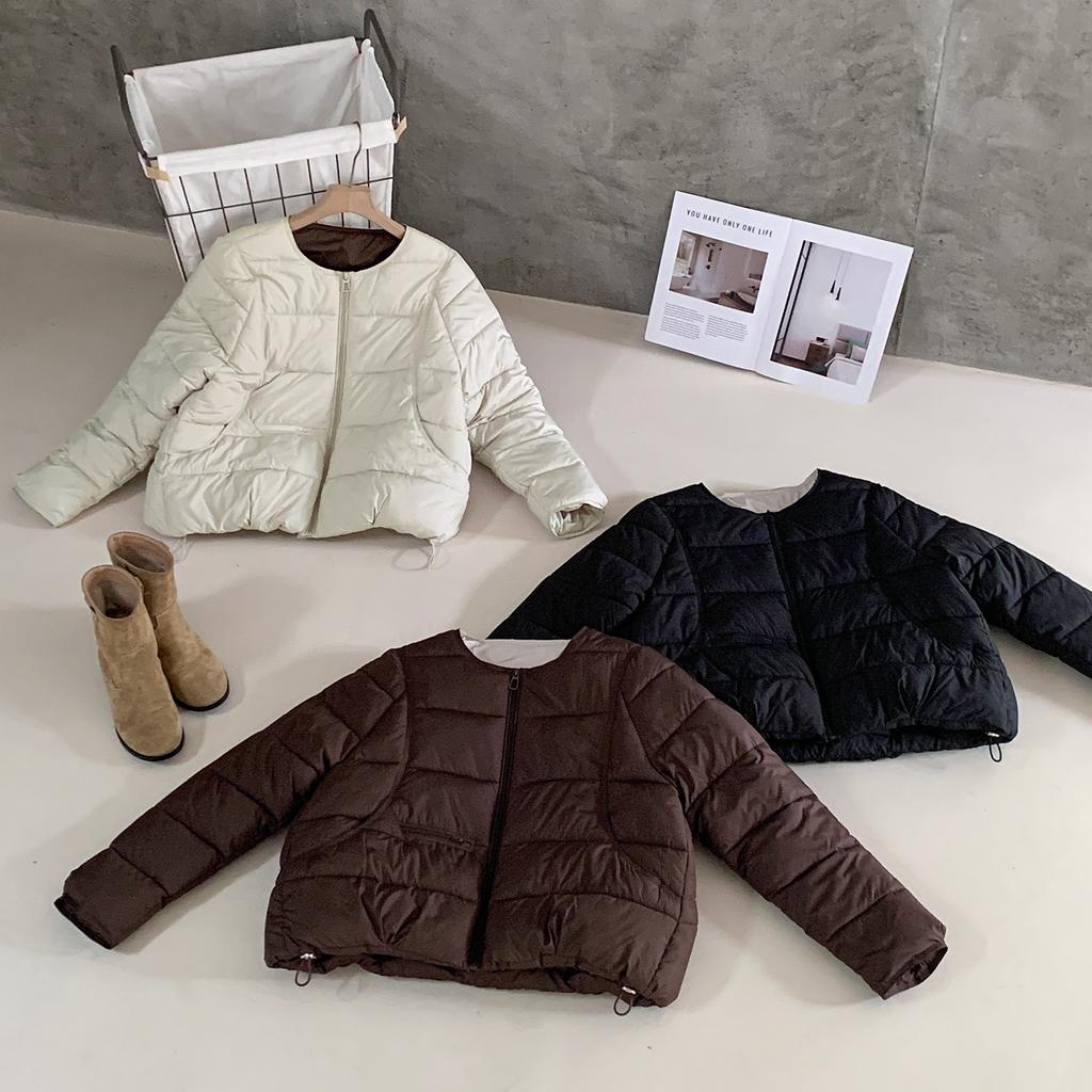 Women’s Short Round Neck Winter Jacket With Adjustable Hem