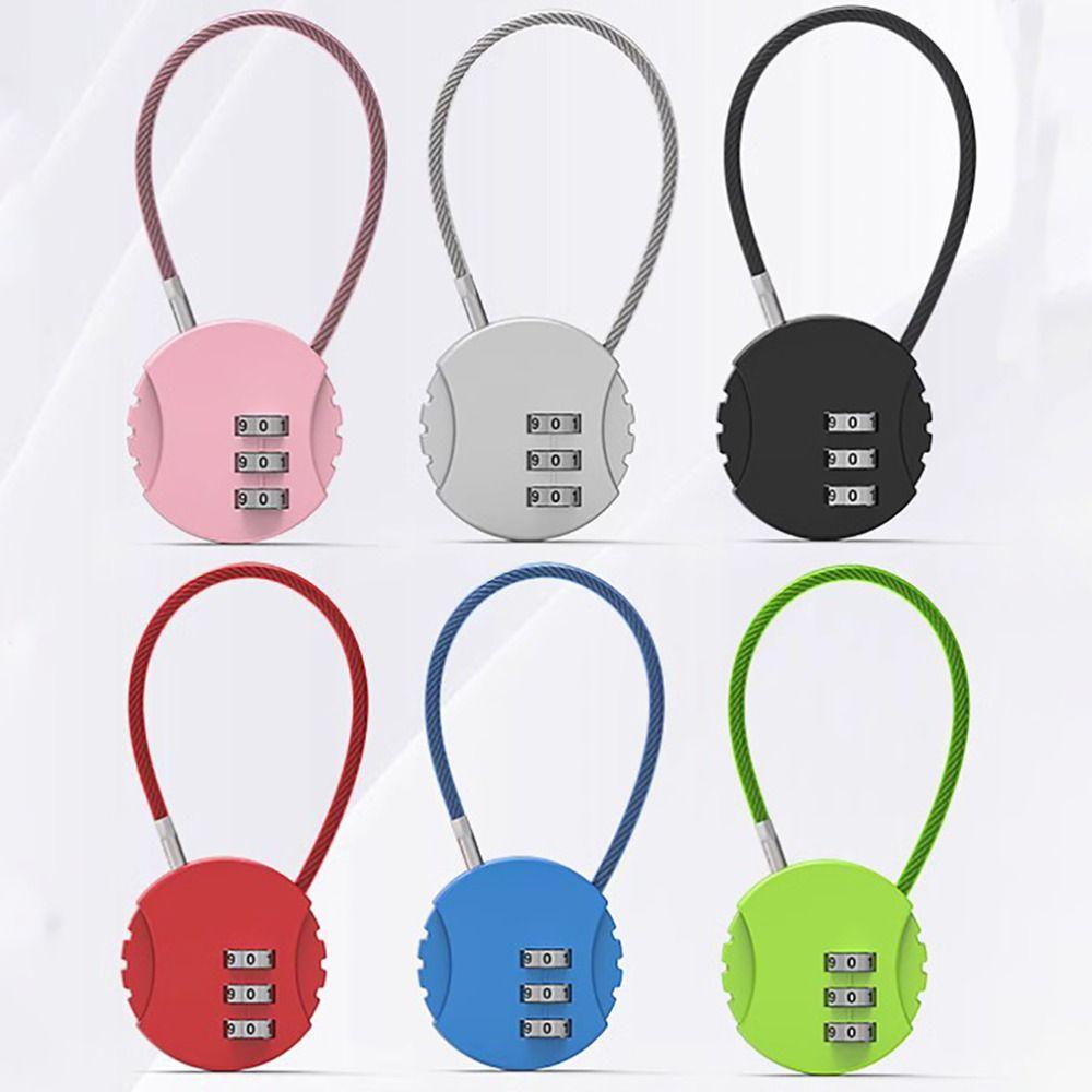 Cookie Shape Wire Rope Password Lock Zinc Alloy Code Lock NEW 3 Dial Digit Password Padlock